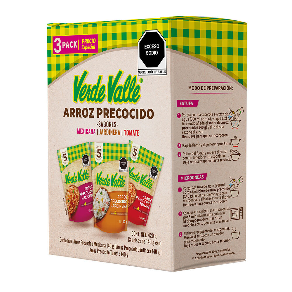 Arroz Precocido Verde Valle 3/140gr image number 1