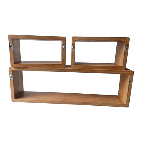 Repisas De Madera Natural Set 3 Pzs
