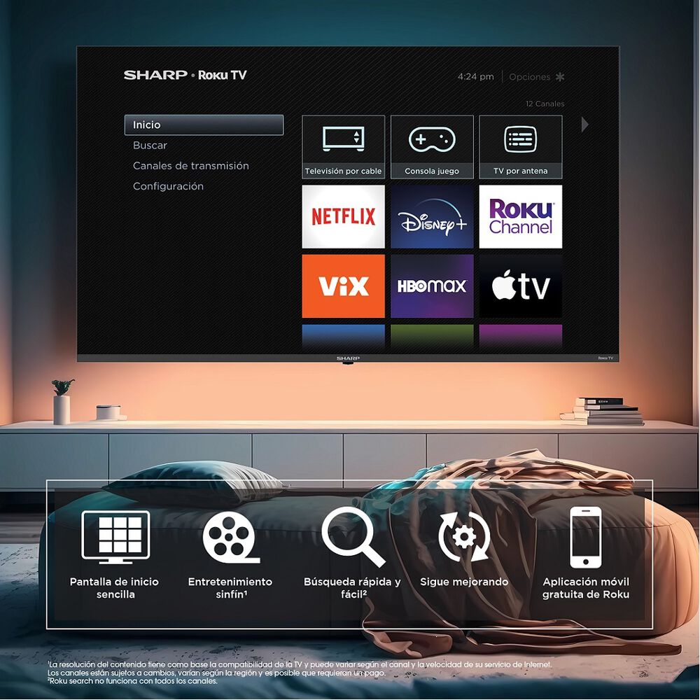 Pantalla 65" SHARP 4K UHD LED Roku TV 4T-C65EL8UR image number 7