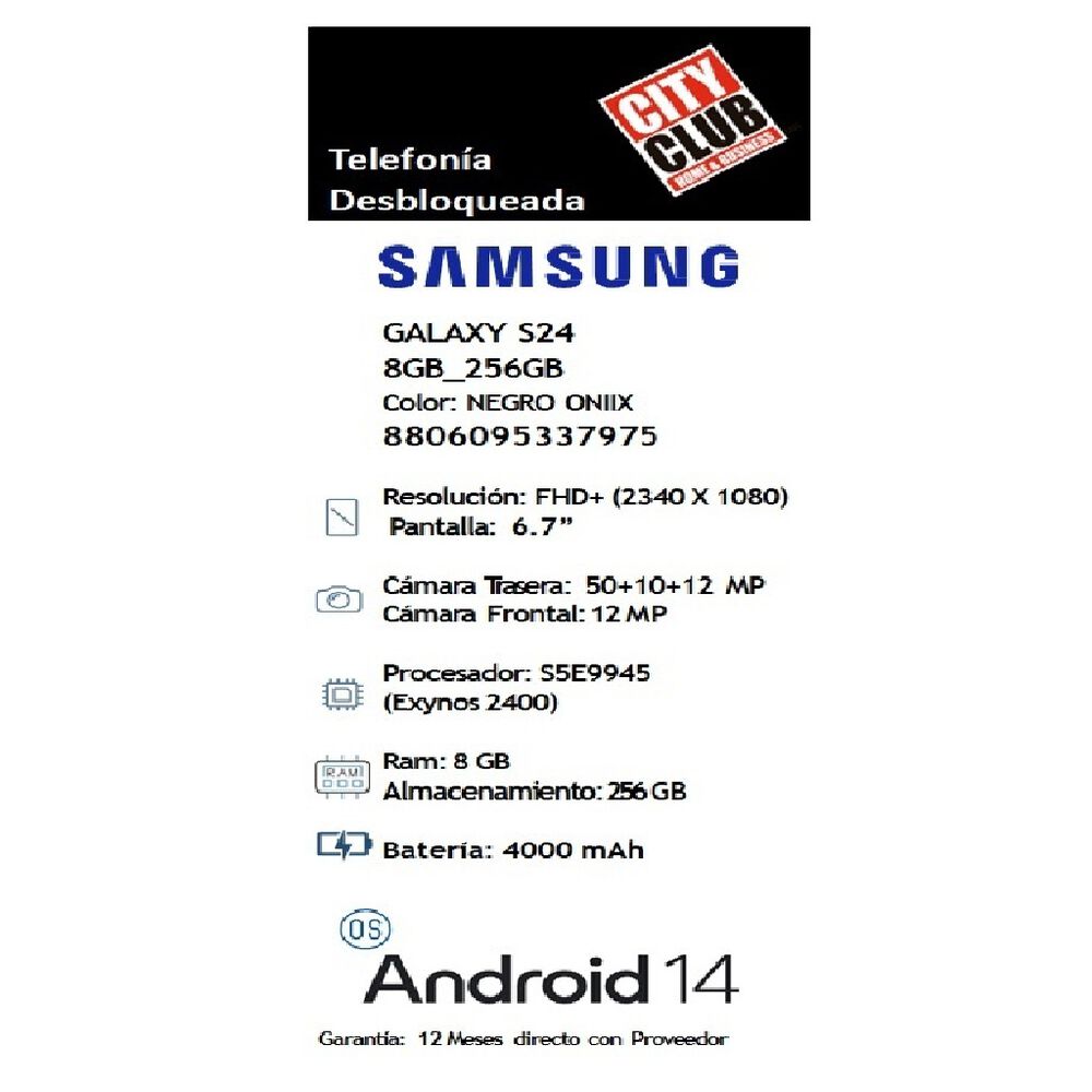 Samsung Galaxy S24 8+256GB Onix Negro image number 6
