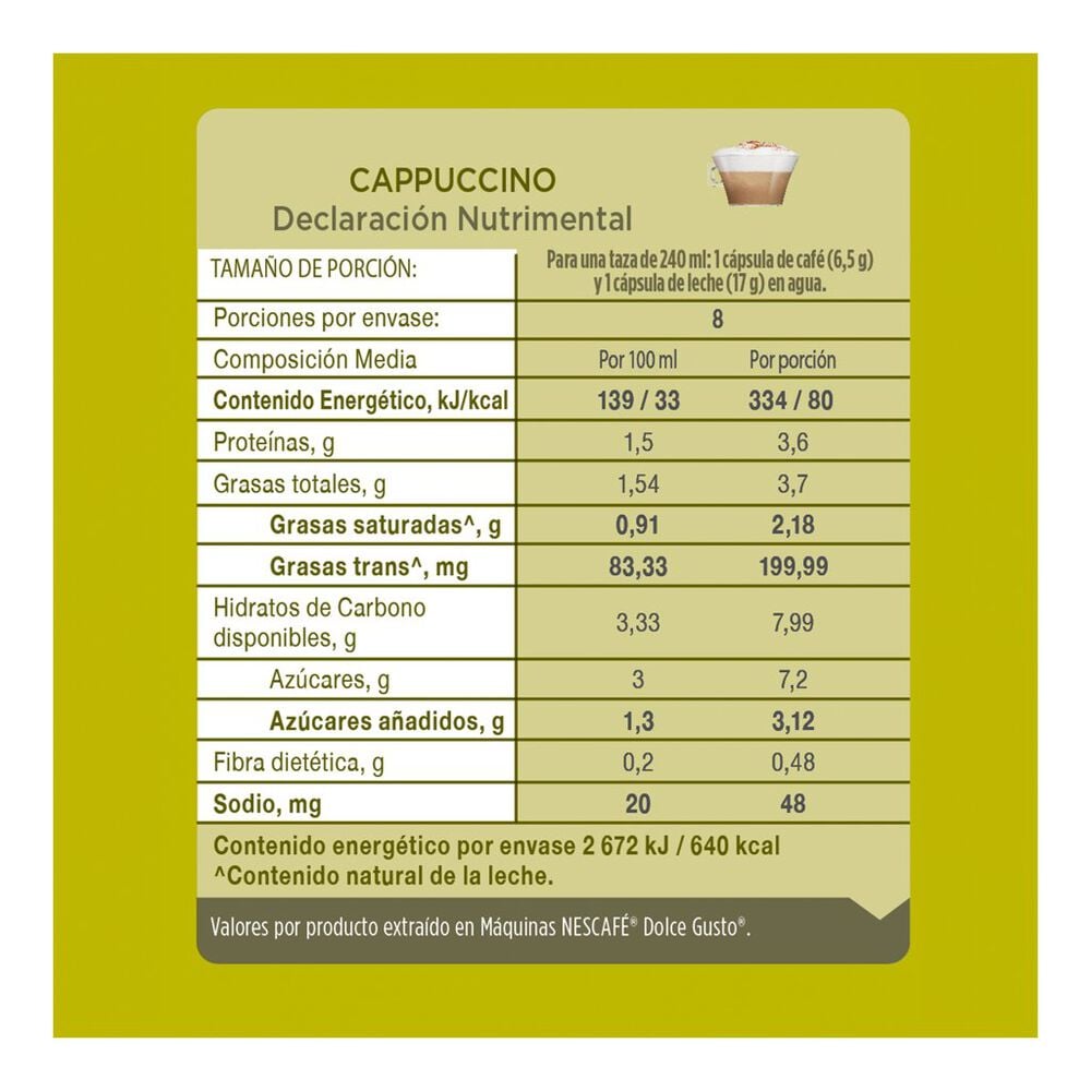 Cápsulas para Café Cappuccino Nescafé Dolce Gusto 48 pzas image number 3