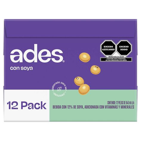 Bebida de Soya Natural Ades 12 / 946 ml