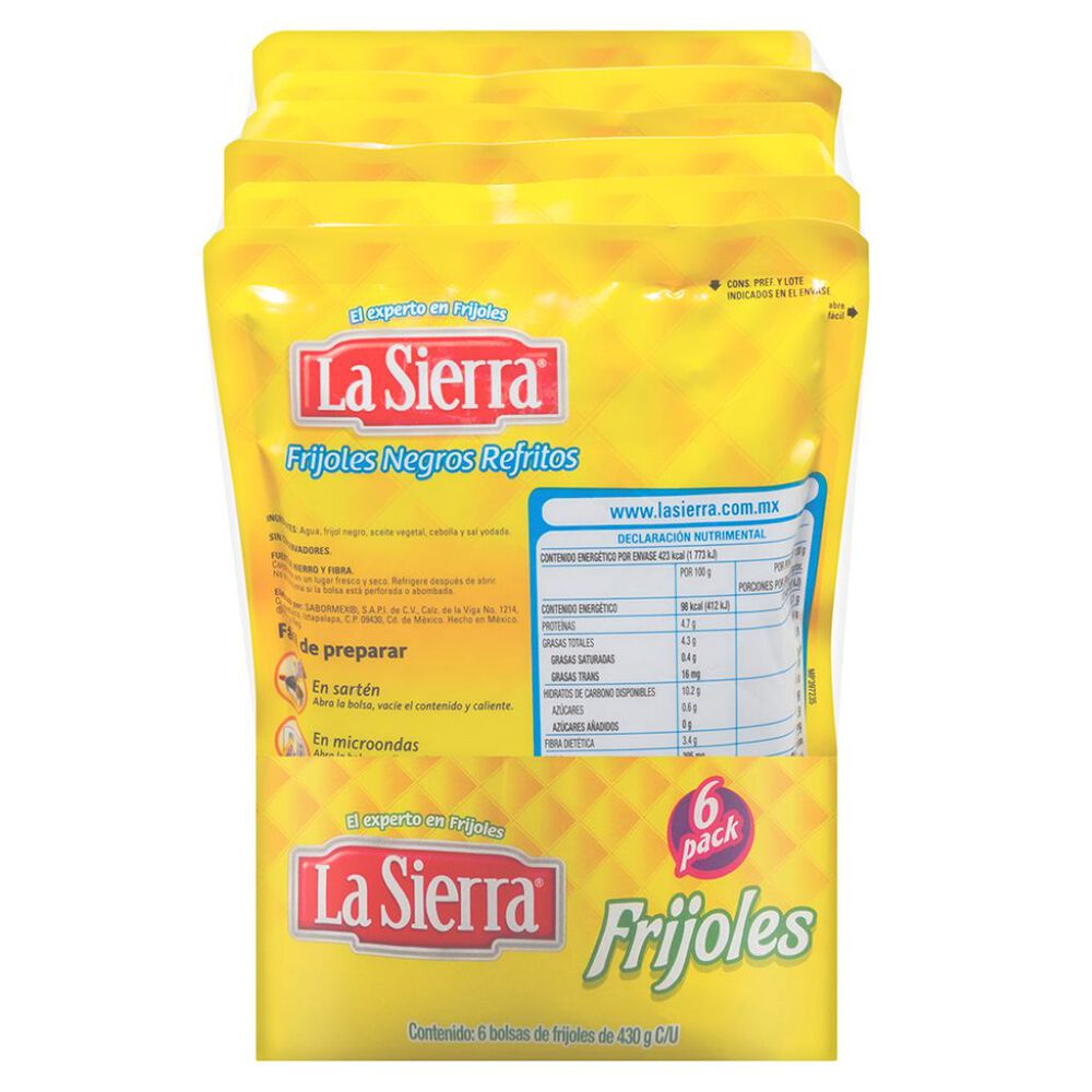 Frijoles Negros Refritos La Sierra 6/430 g image number 1