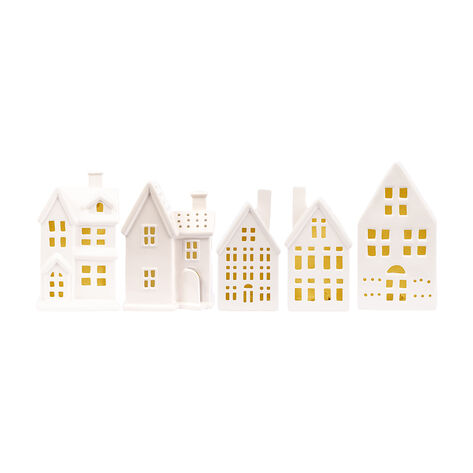 Set de 5 Casas Blancas Decorativas Members Choice