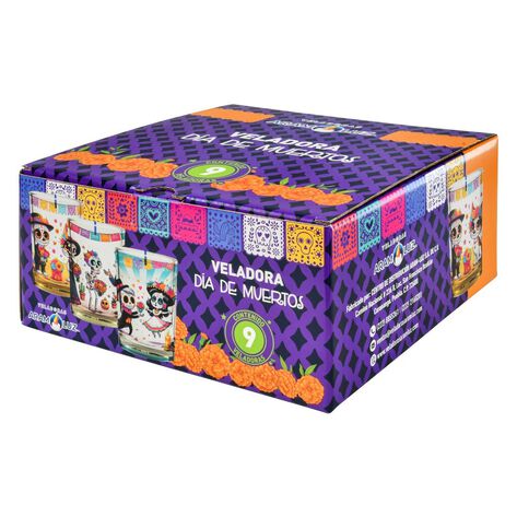 Veladora Edici&oacute;n D&iacute;a de Muertos Aram Luz 1/9 Pzas