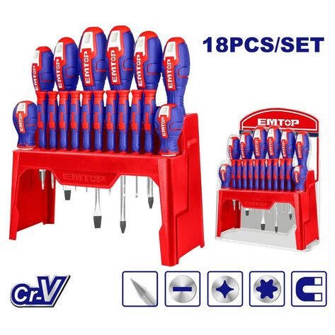 Kit de Destornilladores 18 PCS Emtop