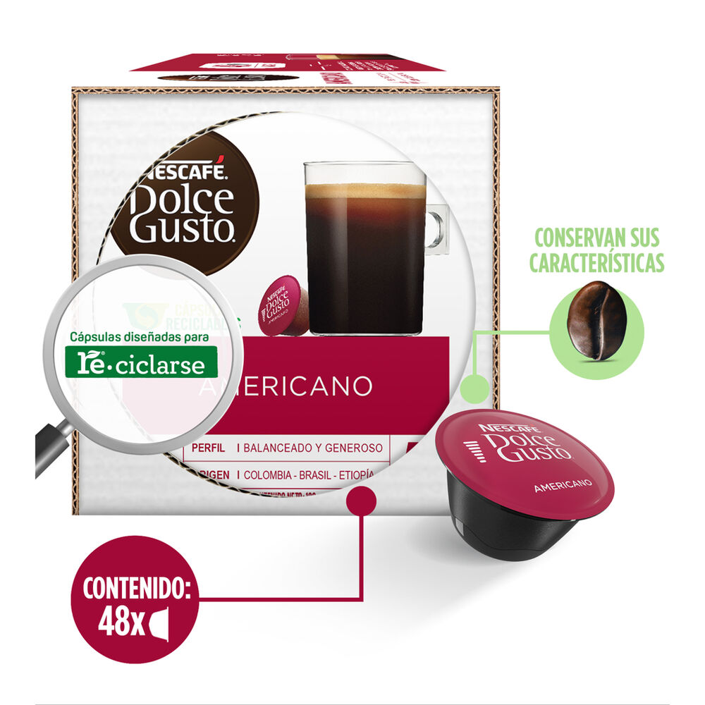 C&aacute;psulas para Caf&eacute; Americano Nescaf&eacute; Dolce Gusto 48 pzas image number 1
