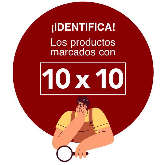 Identifica los productos marcados con 10x10